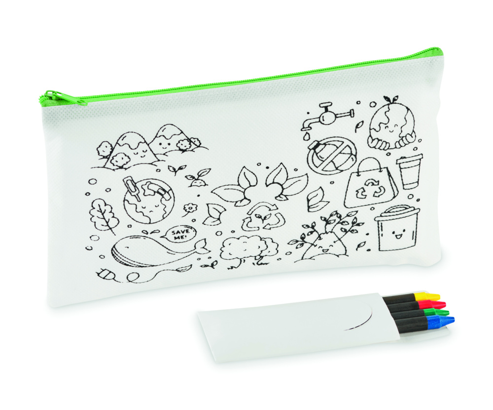 Logo trade promotional product photo of: Pencil case with 4 crayons