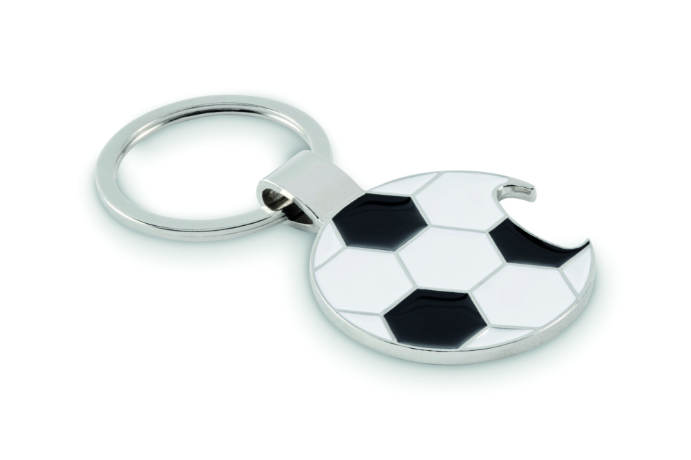 Logo trade promotional giveaways image of: Football keyring with opener
