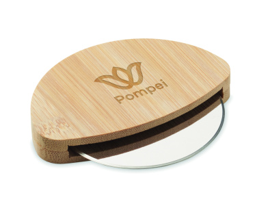 Logo trade promotional merchandise image of: Round bamboo pizza cutter