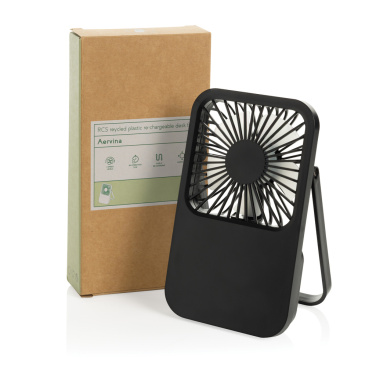 Logo trade business gift photo of: Aervina RCS recycled plastic re-chargeable desk fan