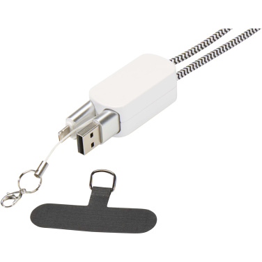 Logo trade promotional gift photo of: Anser recycled plastic smartphone lanyard with 27W 5-in-1 built-in cable