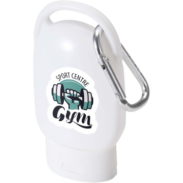 Logo trade corporate gifts image of: Rosie SPF 30 suncream with carabiner