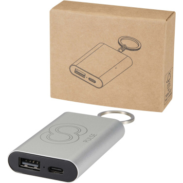 Logotrade corporate gifts photo of: Arcturus 2000 mAh recycled aluminium power bank with keychain