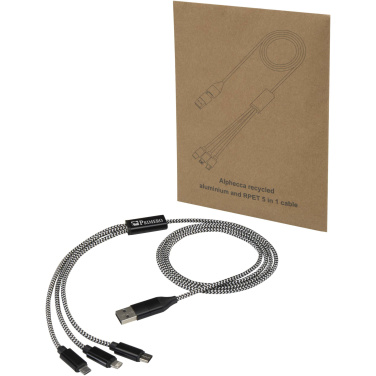 Logotrade business gift image of: Alphecca recycled aluminium and RPET 5-in-1 charging cable 