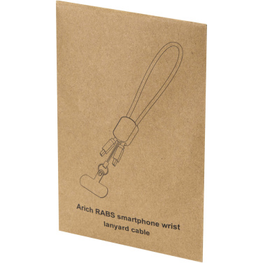 Logo trade promotional items picture of: Arich RCS recycled wrist lanyard with built-in 20W Type-C charging cable