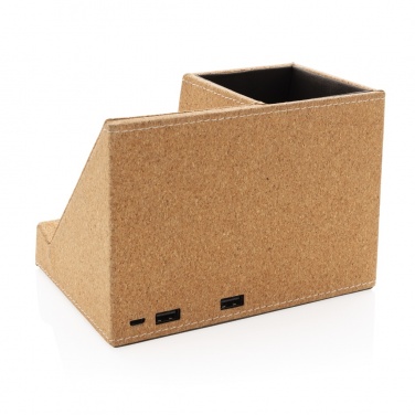 Logotrade reklaamtoote foto: Korgist pliiatsihoidja ja 5W juhtmevaba laadija