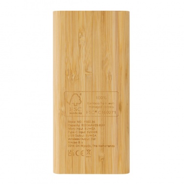 Logotrade reklaamtooted pilt: Bambusest 8000 mAh 5W juhtmevaba akupank