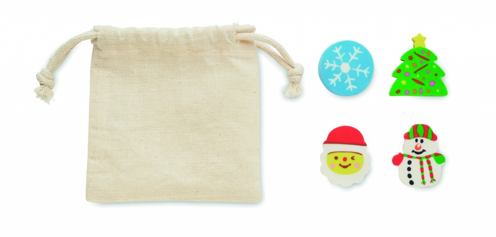 Logo trade reklaamkingituse pilt: Komplektis 4 jõuluteemalist kustukummi