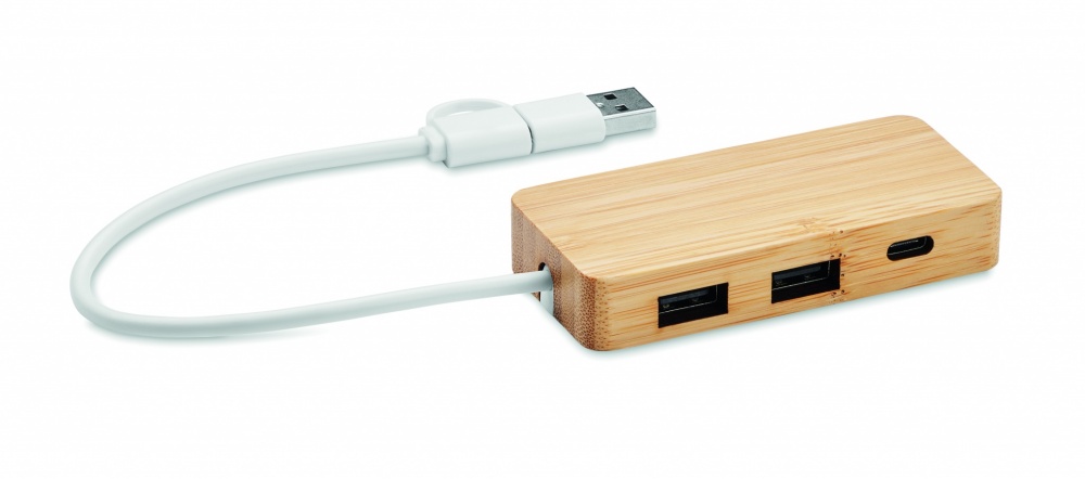 Logotrade reklaamkingi foto: Bambusest USB 3 pordiga jaotur