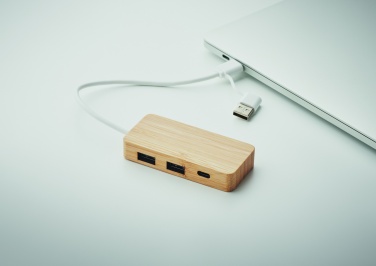 Logotrade firmakingitused pilt: Bambusest USB 3 pordiga jaotur