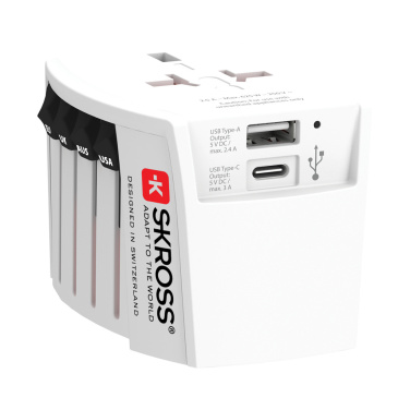 Logotrade reklaamtooted pilt: SKROSS World Travel Adapter MUV 2-pooluseline USB A ja C-ga