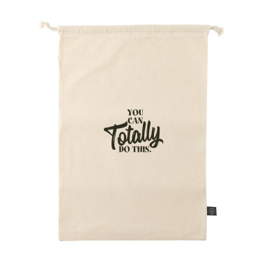 Logo trade firmakingi pilt: Naturaalsest GRS-i taaskasutatud puuvillast kingikott (150 g/m²) L