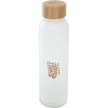 Logotrade ärikingid pilt: Lume 500 ml matt klaaspudel bambusest korgiga