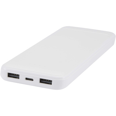 Logotrade ärikingi foto: Adhil 10 000 mAh 10W taaskasutatud plastist akupank kahe sisseehitatud kaabliga