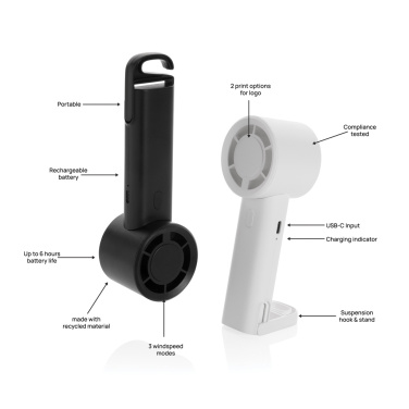 Logotrade ärikingituse foto: Twist RCS taaskasutatud plastist laetav kaasaskantav ventilaator