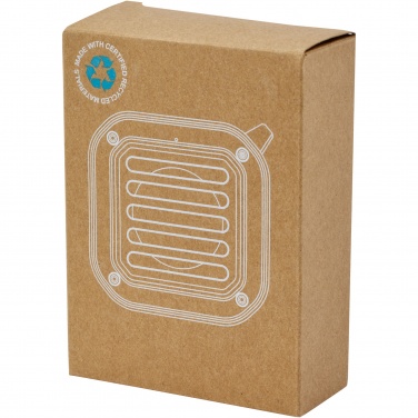 Logo trade mainoslahjat tuotekuva: Solo 3 W:n IPX5 RCS -kierrätetystä muovista valmistettu, aurinkoenergialla toimiva Bluetooth®-kaiutin jousihaalla 