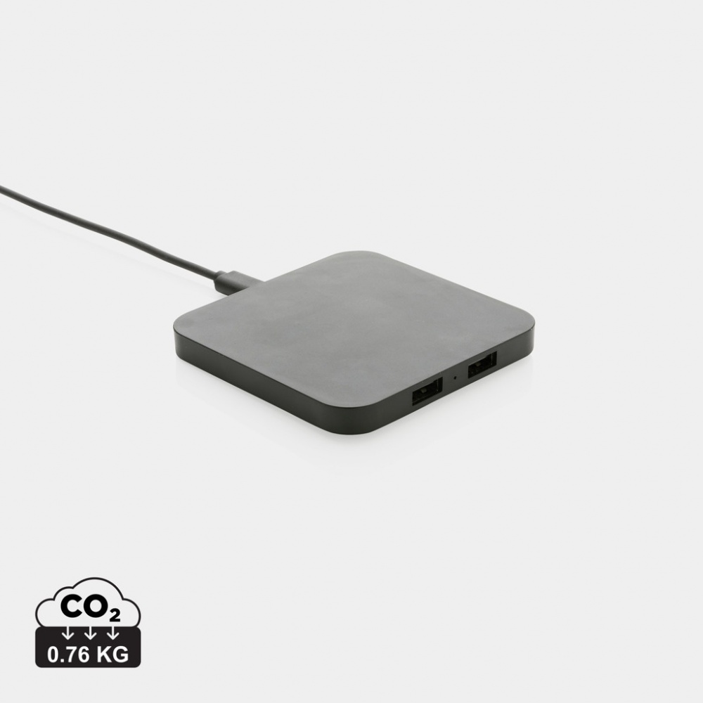 Logo trade liikelahjat mainoslahjat kuva: RCS 10W langaton laturi USB porteilla kierrätetystä muovista