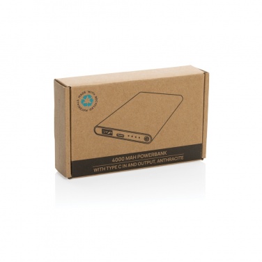 Logotrade liikelahja mainoslahja kuva: 4000mAh virtapankki USB-C:llä RCS muovista/alumiinista