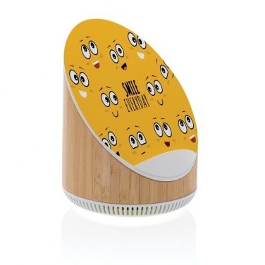 Logotrade liikelahja mainoslahja kuva: Ovate bambuinen 5W kaiutin 15W langattomalla laturilla