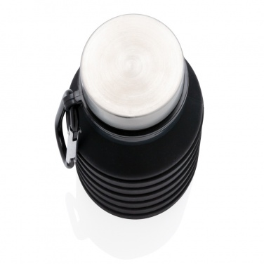 Logotrade mainoslahja tuotekuva: Vuodonkestävä taitettava silikonipullo kannella