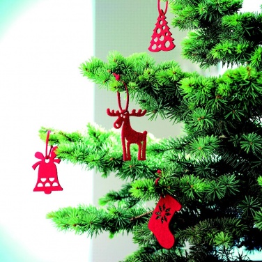 Logotrade mainostuote tuotekuva: Set of 6 felt tree hangers