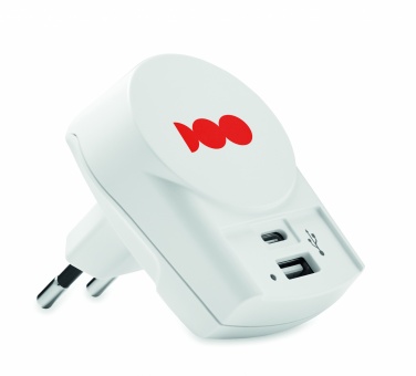 Logo trade mainostuotet tuotekuva: Matka-adapteri USB-laturi