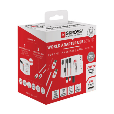 Logo trade liikelahjat tuotekuva: SKROSS World Travel adapteri MUV 65W PD USB C -kaapelilla