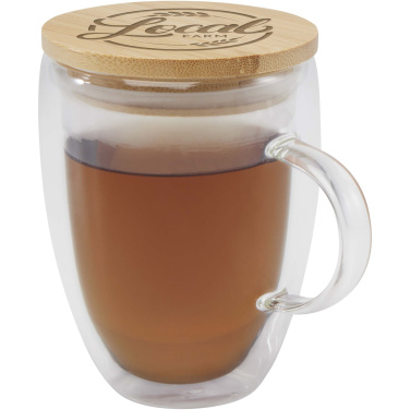 Logotrade liikelahjat kuva: Leona 350 ml:n lasikuppi bambukannella