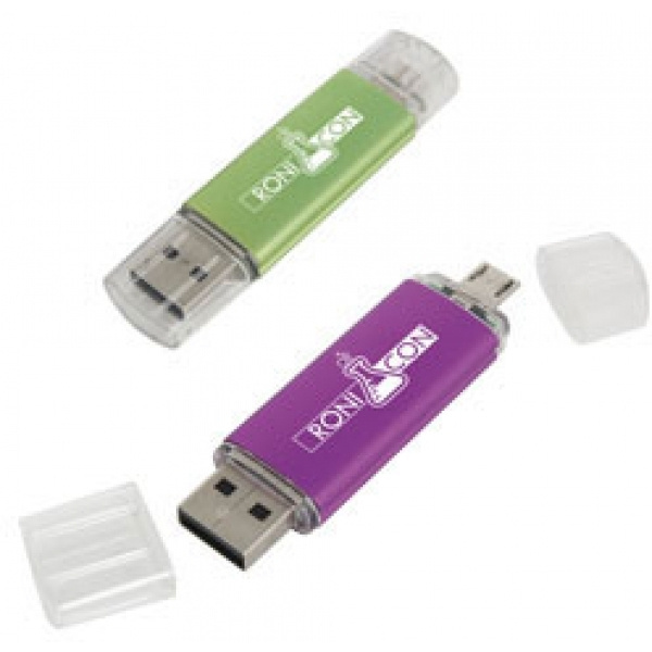 Logotrade mainoslahja tuotekuva: Metalli- ja muovinen OTG-USB-tikku