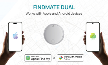 Logo trade liikelahjat tuotekuva: Findmate Dual RCS -esinepaikannin, kierrätysmuovia, IPX5
