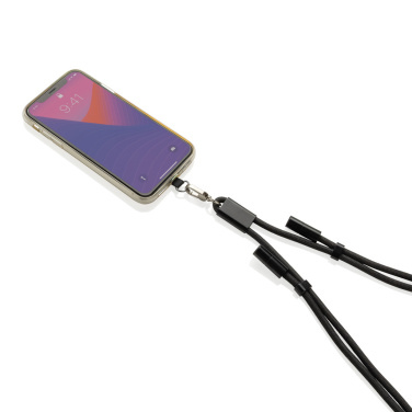Logo trade mainoslahja ja liikelahja tuotekuva: LoopAmp RCS RPET säädettävä puhelimen johto, 60 W:n kaapeli