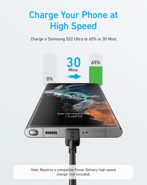 Logo trade liikelahja mainoslahja tuotekuva: Anker USB-C–USB-C-kaapeli, 1,8 metriä, 60 W
