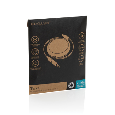 Logo trade mainoslahja ja liikelahja tuotekuva: Terra RCS 240W kierrätysalumiini 2 in 1 vetokaapeli