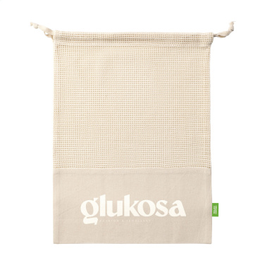 Logotrade reklaminės dovanos nuotrauka: Natura Organic GOTS tinklinis krepšys (120 g/m²) vaisių maišelis