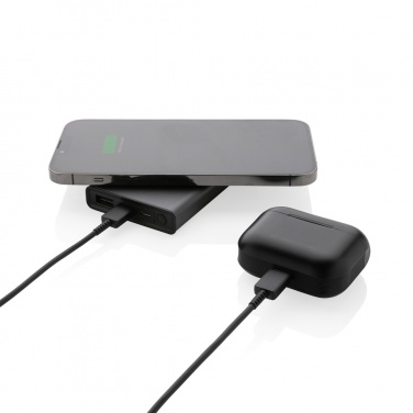 Logotrade dāvanas foto: Terra RCS pārstrādāta alumīnija 5000 mAh jaudas banka 5W bezvadu