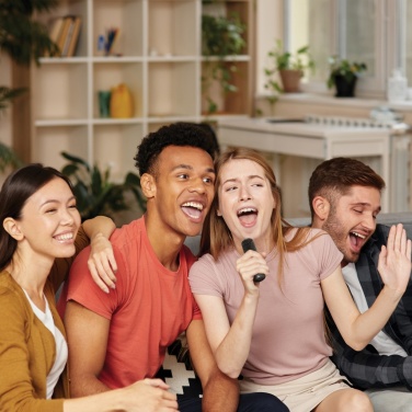 Logotrade korporatīvās dāvanas foto: Singvibe RCS pārstrādāta plastmasas karaoke komplekts ar dubulto mikrofonu