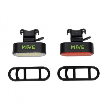 Logotrade dāvanas foto: Lumino RCS otrreizēji pārstrādāta plastmasas USB atkārtoti uzlādējams velosipēda lukturu komplekts