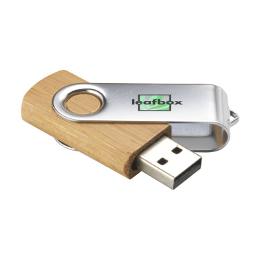 Logotrade korporatīvās dāvanas foto: USB Twist Bamboo no noliktavā 4 GB