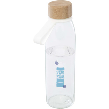 Logotrade ziemassvētku dāvanas foto: Porto 500 ml stikla ūdens pudele ar silikona rokturi un bambusa vāku