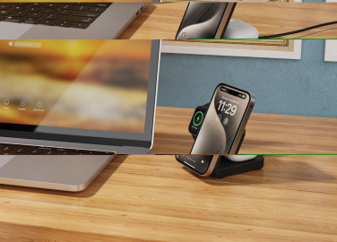 Logotrade Ideja dāvanas foto: Urban Vitamin Arcadia RCS plastmasas 15W 3in1 magnētiskais lādētājs