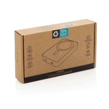 Logotrade korporatīvās dāvanas foto: Amporia RCS pārstrādātas plastmasas 10.000mAh magnētiskā pārnēsājamā baterija