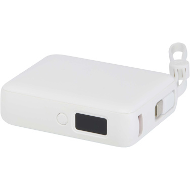 Logotrade dāvanas foto: Acrux 10.000 mAh 35W planšetdatora pārnēsājamais akumulators ar iebūvētu C tipa kabeli - izgatavots no pārstrādātas plastmasas