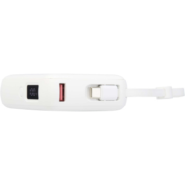 Logotrade Ideja dāvanas foto: Acrux 10.000 mAh 35W planšetdatora pārnēsājamais akumulators ar iebūvētu C tipa kabeli - izgatavots no pārstrādātas plastmasas