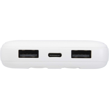 Logotrade logo dāvanas foto: Adhil 10.000 mAh 10W pārstrādātas plastmasas pārnēsājamais akumulators ar 2 iebūvētiem kabeļiem