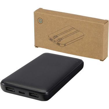 Logotrade logo dāvanas foto: Adhil 10.000 mAh 10W pārstrādātas plastmasas pārnēsājamais akumulators ar 2 iebūvētiem kabeļiem