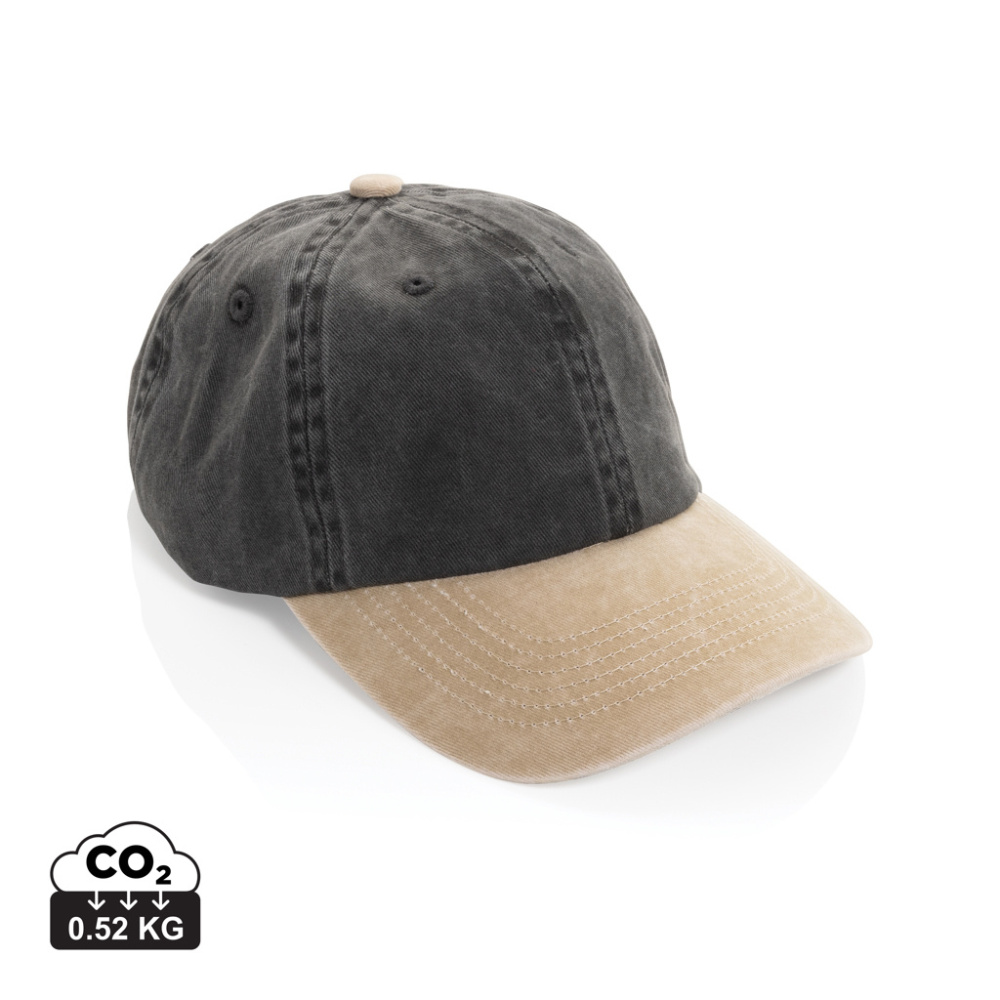 Logotrade biznesa dāvanas foto: BEAU AWARE™ Mazgāta 6 paneļu 270 g/m² kokvilnas tvīla divtoņu cepure