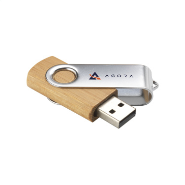 Логотрейд pекламные подарки картинка: USB Twist Bamboo 32 ГБ