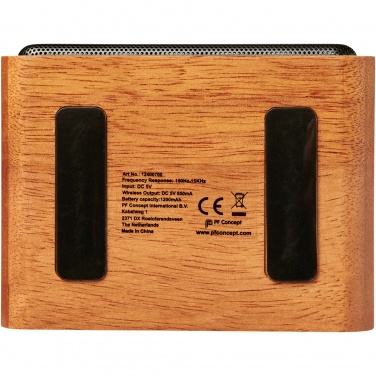Logotrade kampanjprodukter bild: Wooden 3 W högtalare med trådlös laddningsplatta