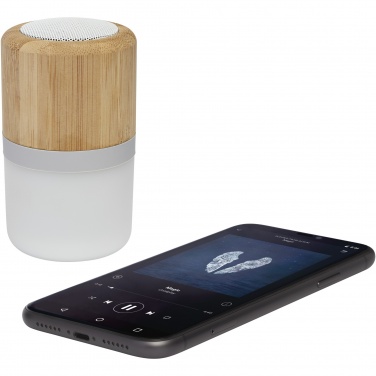 Logotrade presentreklam bild: Aurea  Bluetooth® högtalare i bambu med ljus