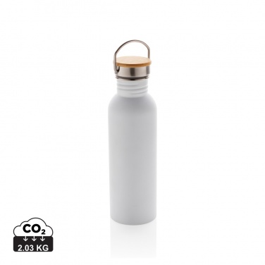 Logotrade profilprodukter bild: Modern stainless steel flaska med bambulock